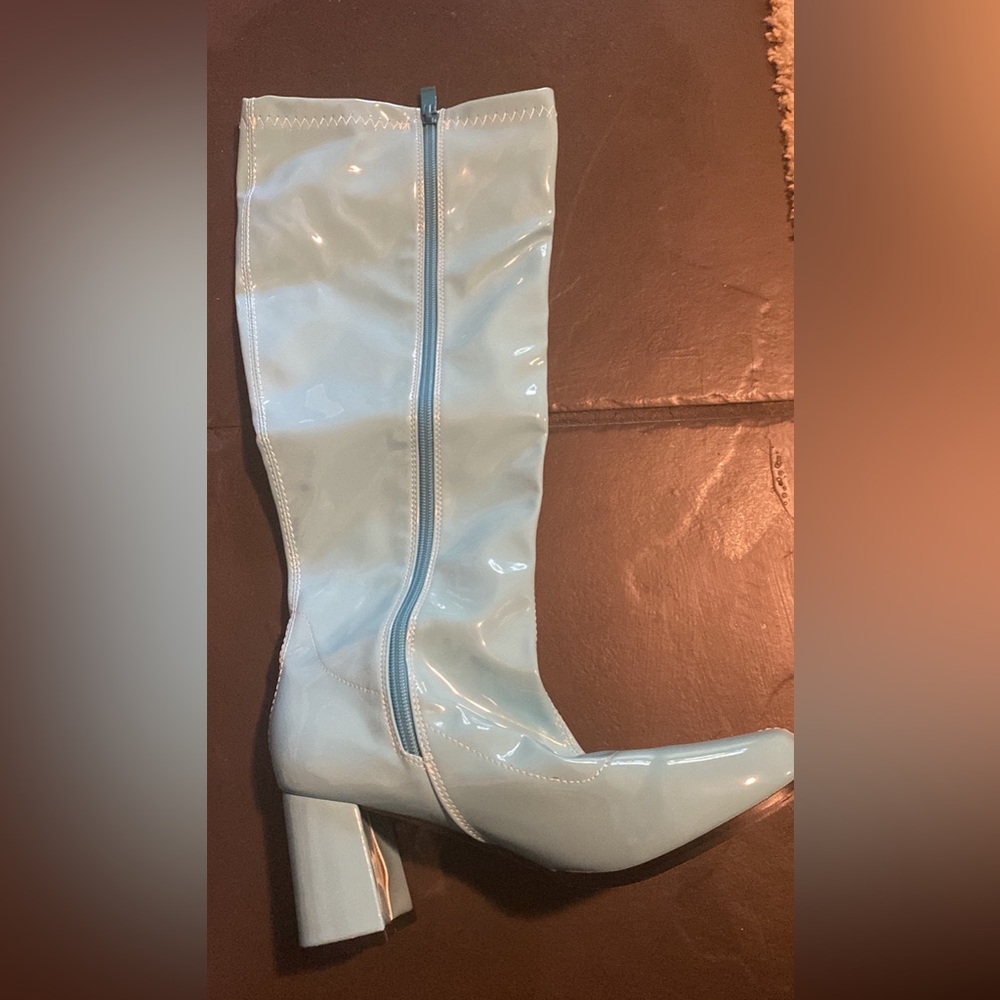 Women’s Zip Up Patent Leather Turquoise Boots